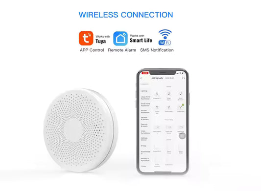 Smart WIFI Røg og Kulilte detektor - Hvid